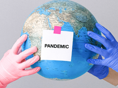globe labelled pandemic